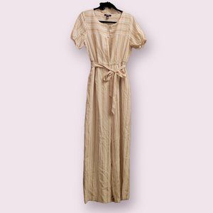 Chaps Wide Leg White/Tan Jumpsuit